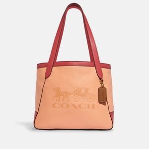 Tote in color block with horse and carriage